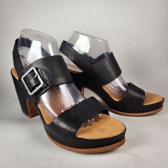 Kork-Ease Shoes - KORK EASE Womens San Carlos Sandal Size 9 Black Leather Platform Slingback